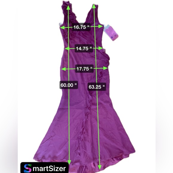 NWT ANOUSHKA G -London Silk Organza Ruffle Orchid Maxi Gown w/ appliqué flowers - Picture 10 of 13